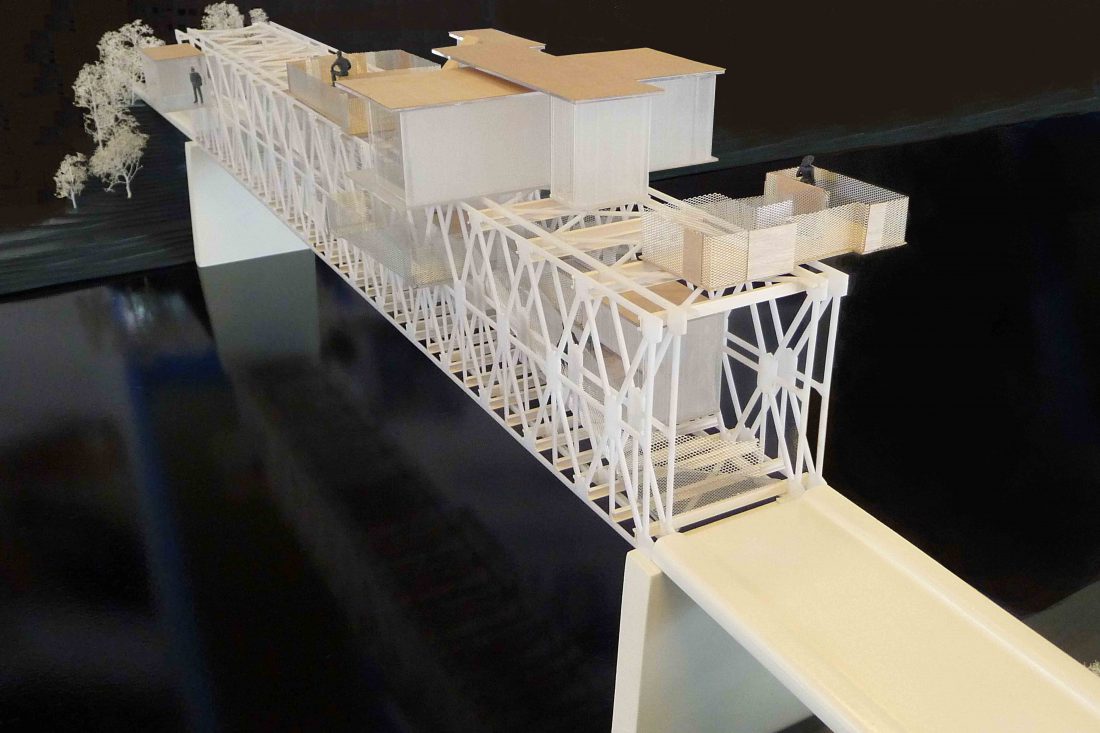 Blokvorm architectuur vrij werk brug